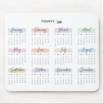 2030 FULL YEAR CALENDAR PASTEL HANDWRITTEN SCRIPT MOUSE MAT<br><div class="desc">Stay organised and inspired with this 2030 full-year calendar mouse pad. Each month is beautifully highlighted in soft pastel tones and displayed in an elegant script-style handwritten font, adding a touch of sophistication to your workspace. Perfect for quick date referencing while working, this mouse pad combines functionality with style. An...</div>