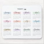 2030 FULL YEAR CALENDAR PASTEL HANDWRITTEN SCRIPT MOUSE MAT<br><div class="desc">Stay organised and inspired with this 2030 full-year calendar mouse pad. Each month is beautifully highlighted in soft pastel tones and displayed in an elegant script-style handwritten font, adding a touch of sophistication to your workspace. Perfect for quick date referencing while working, this mouse pad combines functionality with style. An...</div>