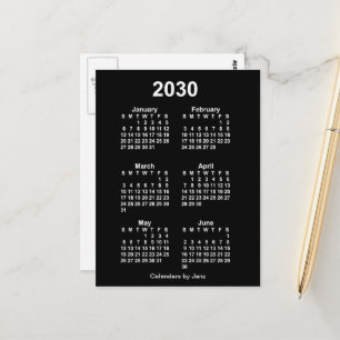 2030 Neon White 6 Month Mini Calendar by Janz Postcard