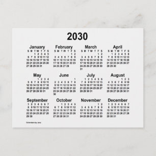 2030 White Smoke Mini Calendar by Janz Postcard