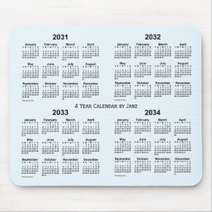 2031-2034 Alice Blue 4 Year Calendar by Janz Mouse Mat