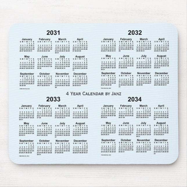 2031-2034 Alice Blue 4 Year Calendar by Janz Mouse Mat (Front)