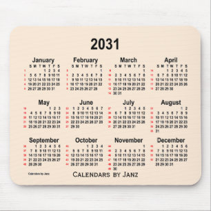 2031 Antique White 52 Weeks Calendar by Janz Mouse Mat