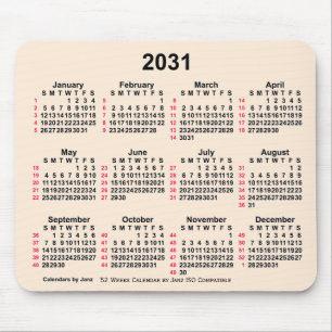 2031 Antique White 52 Weeks ISO Calendar by Janz Mouse Mat