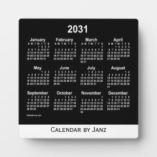 2031 Neon White Desk Calendar by Janz Plaque