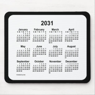 2031 White on Black Calendar by Janz Two Tone Mouse Mat