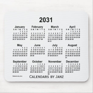2031 White Smoke Calendar by Janz Mouse Pad