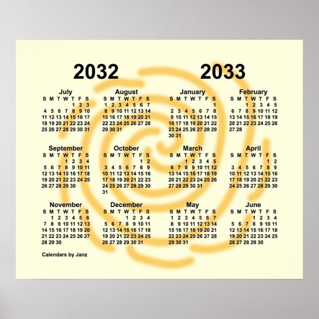 2032-2033 Sunny Days School Year Calendar by Janz Poster (Front)