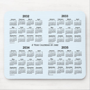 2032-2035 Alice Blue 4 Year Calendar by Janz Mouse Mat