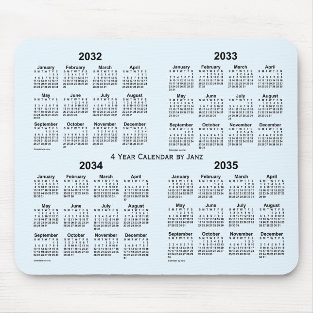 2032-2035 Alice Blue 4 Year Calendar by Janz Mouse Mat (Front)