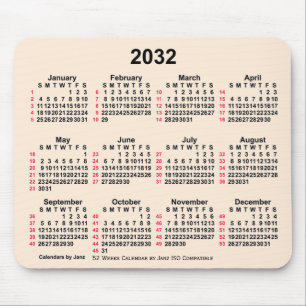 2032 Antique White 52 Weeks ISO Calendar by Janz Mouse Mat
