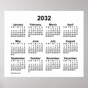2032 White Calendar by Janz Print
