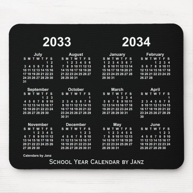 2033-2034 Neon School Year Calendar by Janz Mouse Mat (Front)