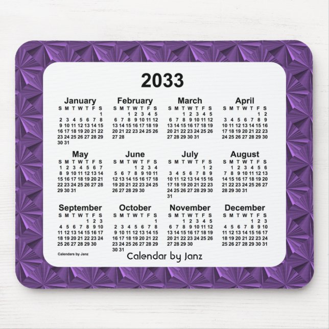 2033 Purple Diamonds Calendar by Janz Mouse Mat (Front)