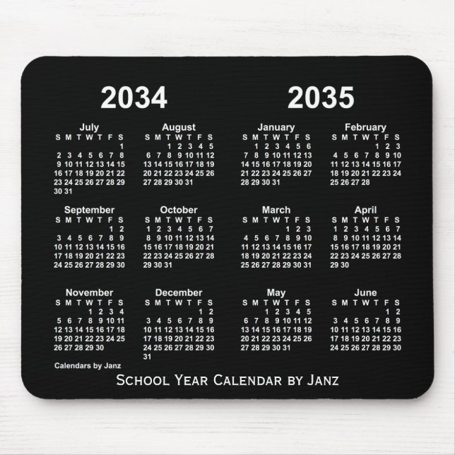 2034-2035 Neon School Year Calendar by Janz Mouse Mat (Front)