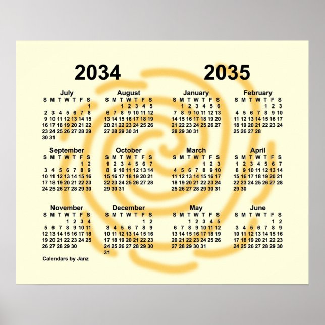 2034-2035 Sunny Days School Year Calendar by Janz Poster (Front)