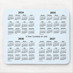 2034-2037 Alice Blue 4 Year Calendar by Janz Mouse Mat