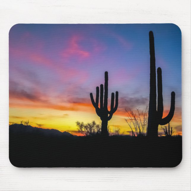 2034-2-Arizona Desert at Sunset with Cactus Mouse Mat (Front)