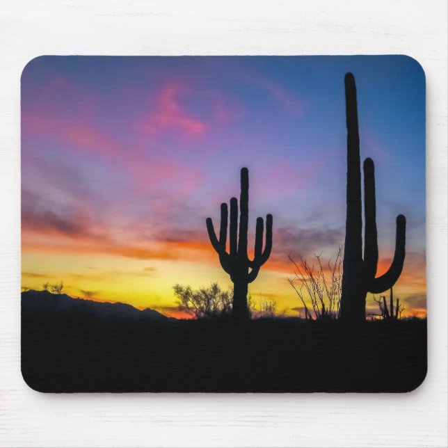 2034-2-Arizona Desert at Sunset with Cactus Mouse Mat (Front)