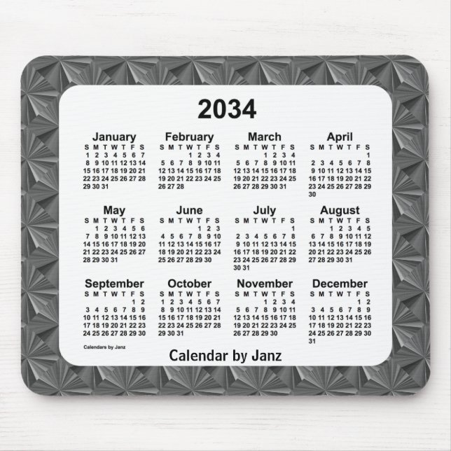 2034 Black Diamonds Calendar by Janz Mouse Mat (Front)