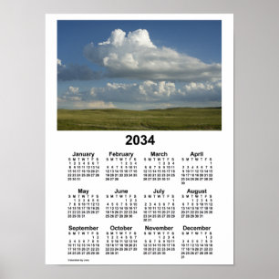 2034 Nebraska Sandhills Calendar by Janz Poster