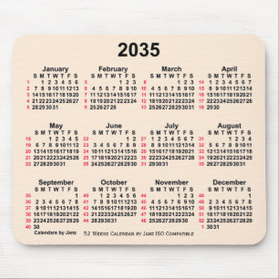 2035 Antique White 52 Weeks ISO Calendar by Janz Mouse Mat