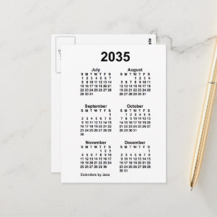 2035 White 6 Month Mini Calendar by Janz Postcard