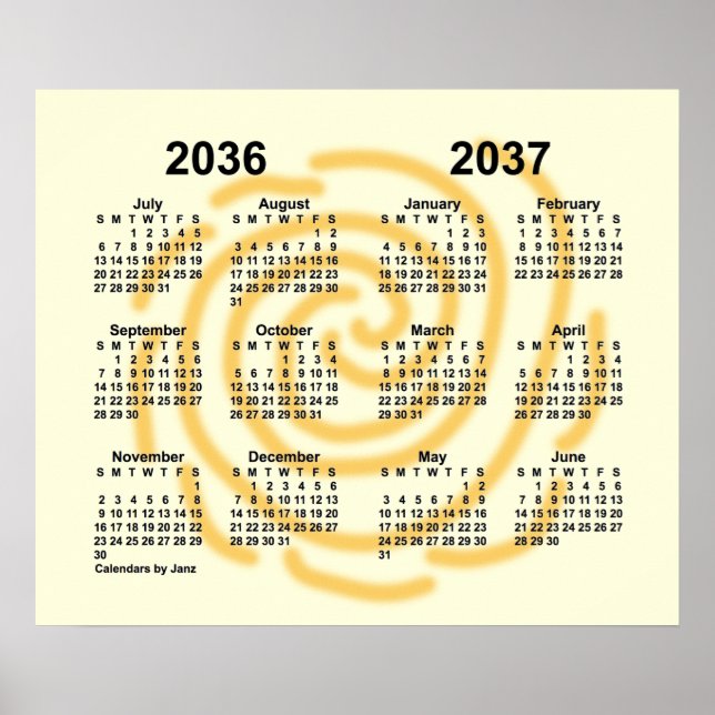2036-2037 Sunny Days School Year Calendar by Janz Poster (Front)