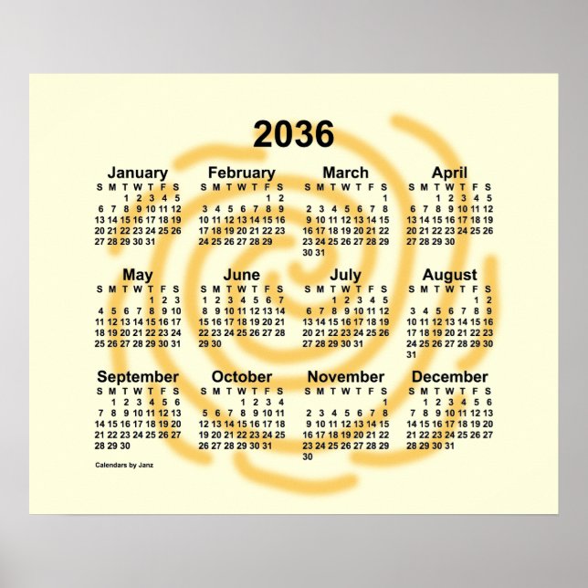 2036 Sunny Days Calendar by Janz Poster (Front)