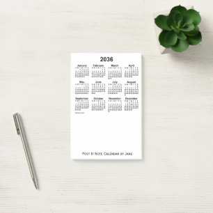 2036 White Calendar by Janz Post-it Notes