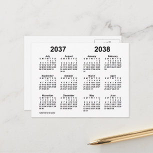 2037-2038 White School Year Calendar by Janz Postcard