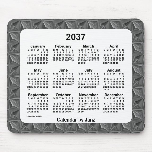 2037 Black Diamonds Calendar by Janz Mouse Mat (Front)
