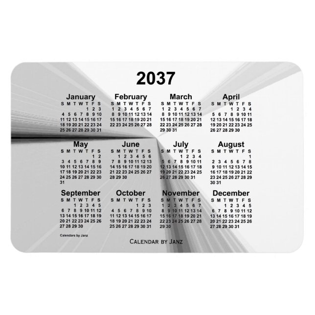2037 Vanishing Smoke Calendar by Janz 4x6 Magnet (Horizontal)