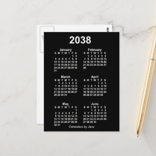 2038 Neon White 6 Month Mini Calendar by Janz Postcard