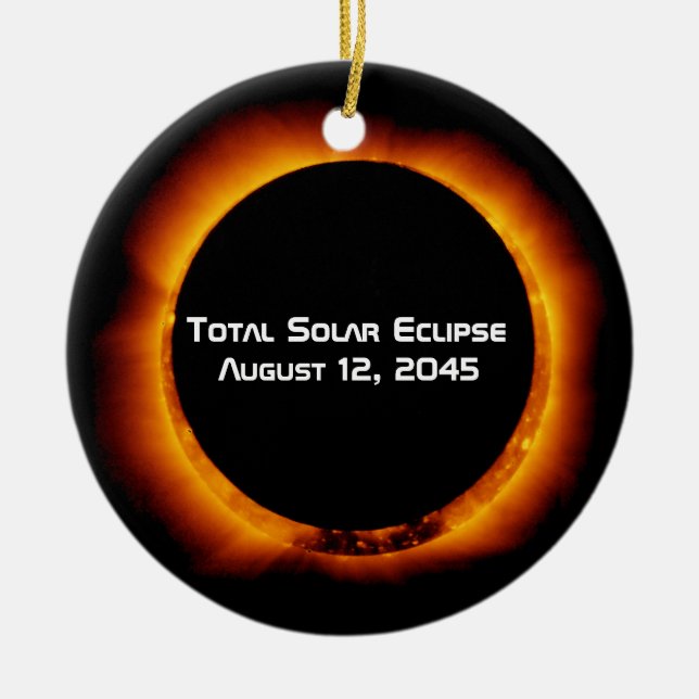 2045 Total Solar Eclipse Ceramic Tree Decoration (Front)