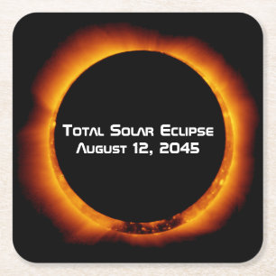 2045 Total Solar Eclipse Square Paper Coaster