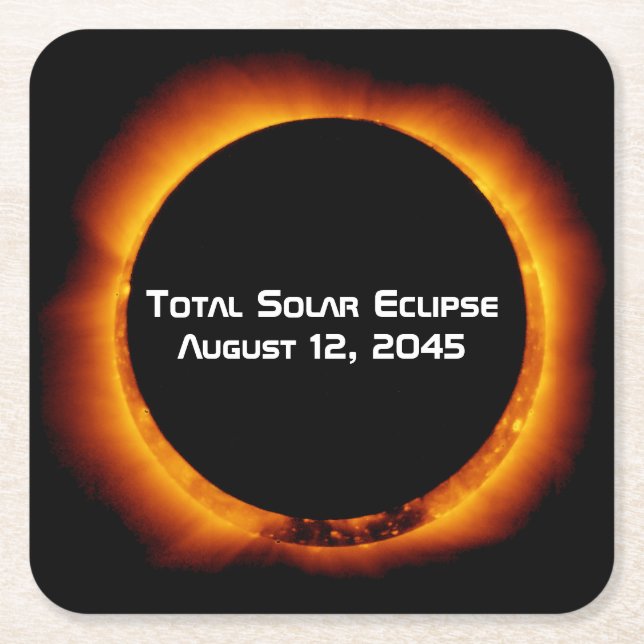 2045 Total Solar Eclipse Square Paper Coaster (Front)