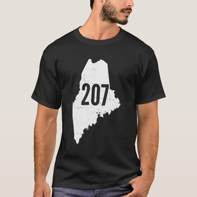 207 Maine State Area Code Outline Pride T-Shirt (Front)
