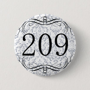209 Area Code 6 Cm Round Badge