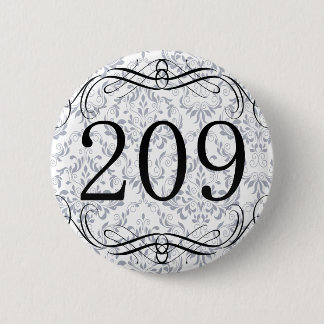 209 Area Code 6 Cm Round Badge
