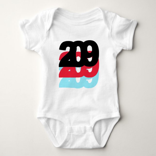 209 Area Code Baby Bodysuit (Front)