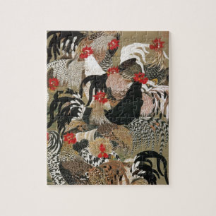 20. 群鶏図, 若冲 Flock of Roosters, Jakuchu,  Jigsaw Puzzle