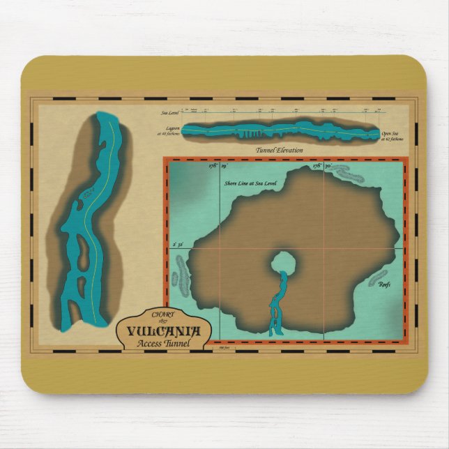 20,000 Leagues Vulcania Tunnel Map Mouse Pad (Front)