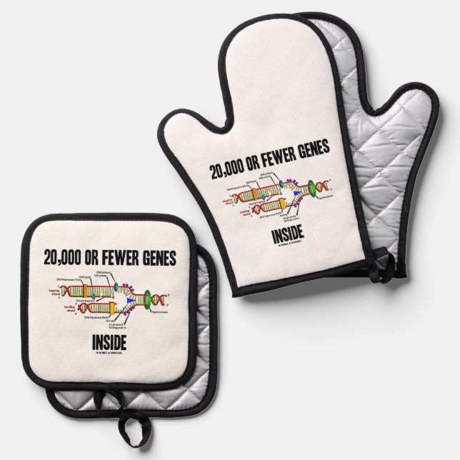 20,000 Or Fewer Genes Inside DNA Replication Oven Mitt & Pot Holder Set (Front/Back)