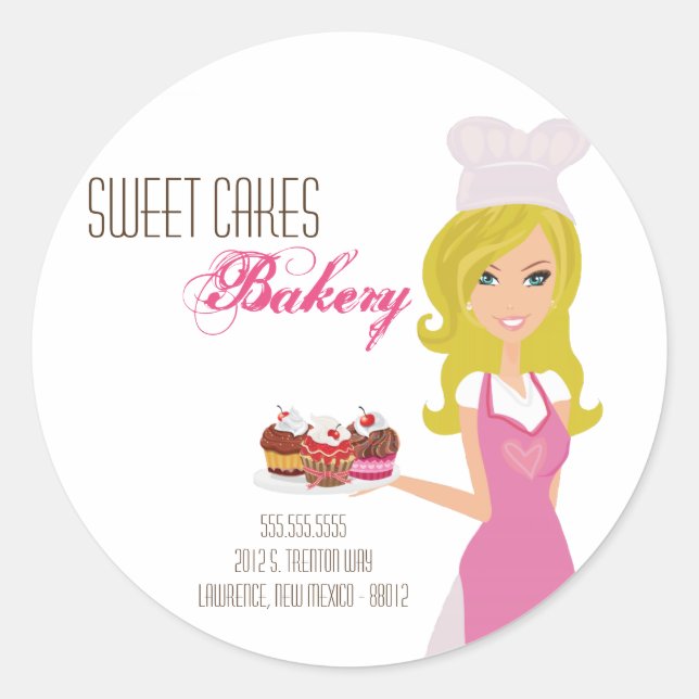 20 - 1.5"  Blonde Baker on Pink Address Stickers (Front)