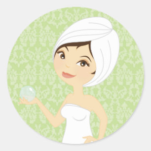 20 - 1.5" Business Stick Green Damask Spa Massage Classic Round Sticker