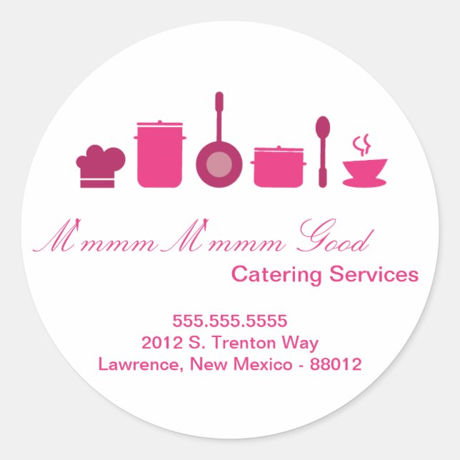 20 - 1.5"  Catering Chef Business Address Stickers (Front)