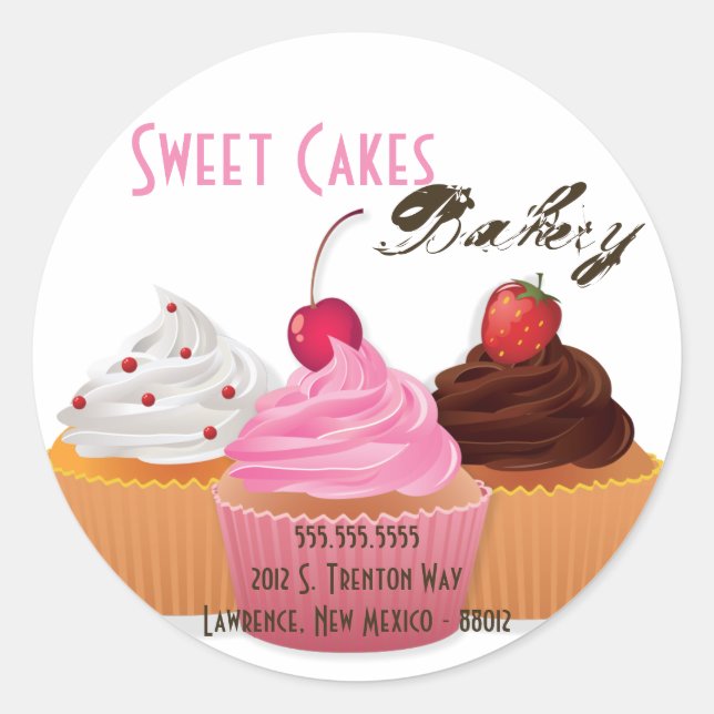 20 - 1.5"  Cup Cakes Bakery Sweet Address Stickers (Front)