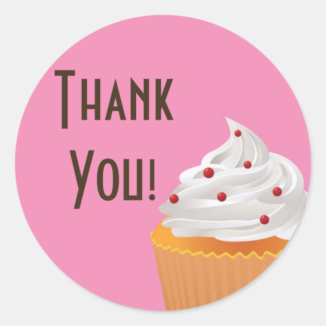 20 - 1.5"  Cup Cakes Bakery Thank You Stickers (Front)