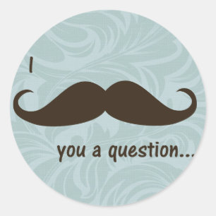 20 - 1.5" Envelope I Moustache You a Question Classic Round Sticker